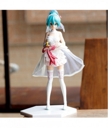 18cm Hatsune Miku Tied Hair White Dress Action Figure Toy