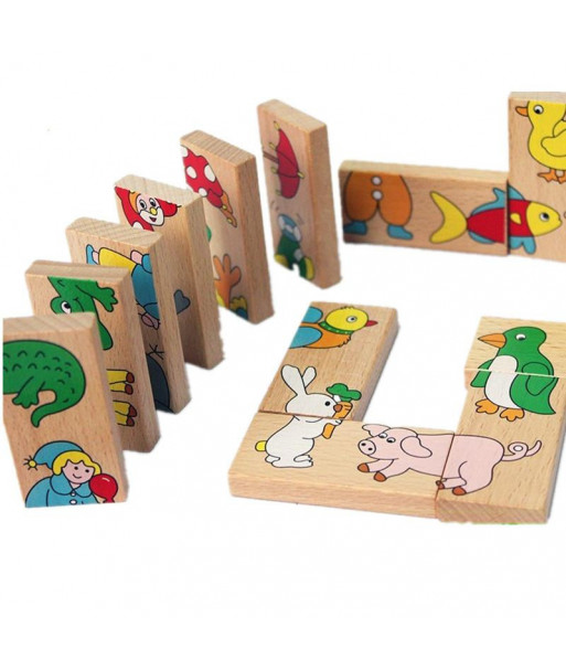 Kids Soft Montessori Woolen Puzzle Toy Set 15pcs Animal Domino Puzzle For Infant