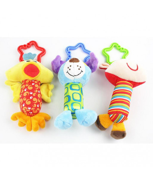 Baby Toys Rattle My First Tinkle Trio Hand Bell Multifunctional Plush Toy Stroller Mobile Wj148