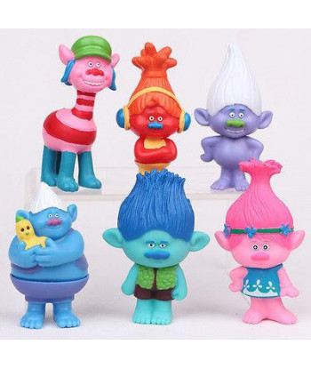 6pcs Set Movie Trolls 4 3inch Height Figures Toys Cake Topper Kids Birthday Children Funny Toys