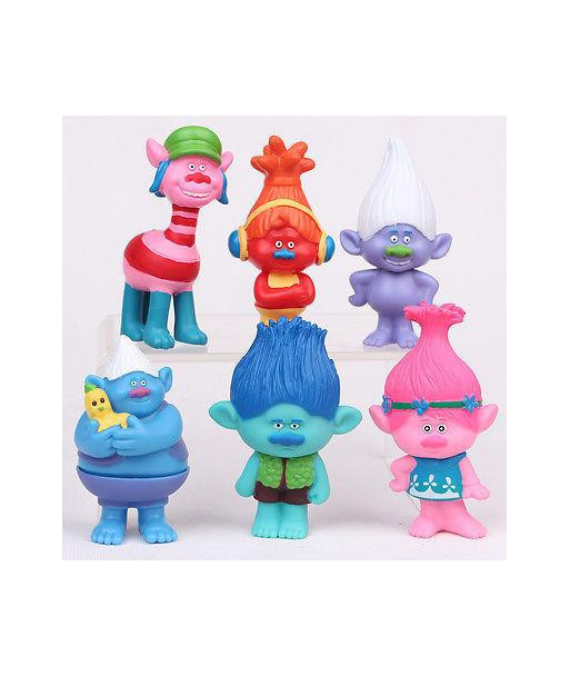 6pcs Set Movie Trolls 4 3inch Height Figures Toys Cake Topper Kids Birthday Children Funny Toys