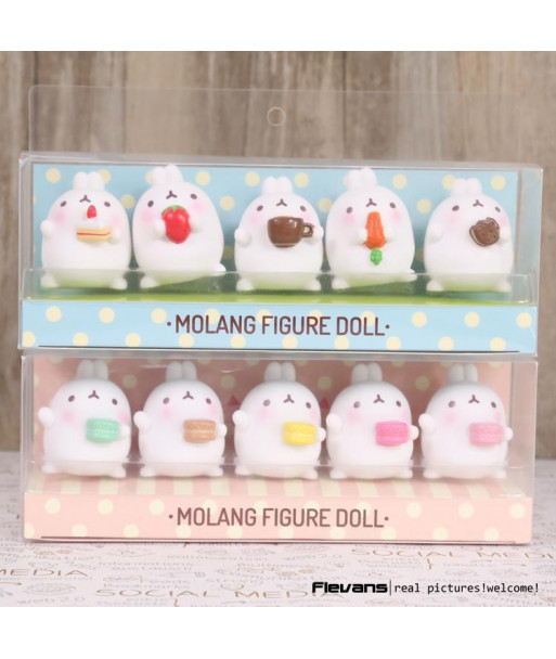 Lovely Cute Molang Rabbit Pvc Figure Model Toys Dolls Pendants Kids Toys Gifrs 5cm 5pcs Set 2 Styles