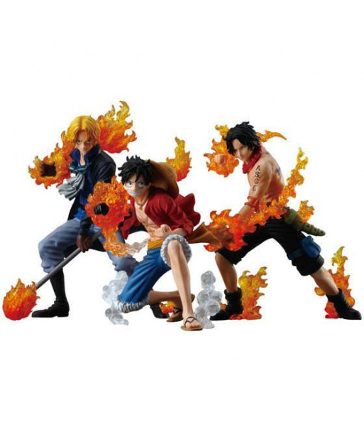 1417cm One Piece Flame Three Brothers Luffy Ace Sabo Action Figure Toys Christmas Toy