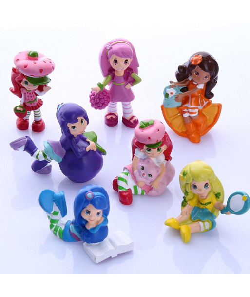 7 Pcs Cartoon Cute Lovely Strawberry Shortcake Action Figure Pvc Kids Toys Doll Model Girl