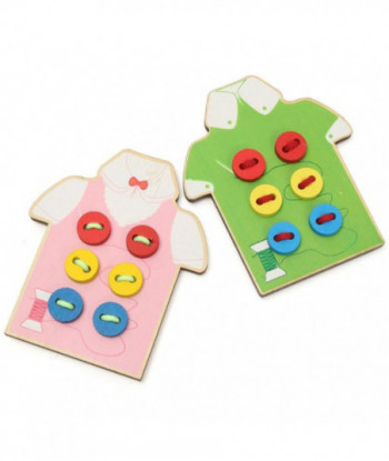 Children Educational Toys Diy Beads Woolen Lacing Board Toy Sew On A Button Threading Buttons Beads Board