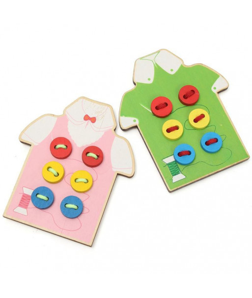 Children Educational Toys Diy Beads Woolen Lacing Board Toy Sew On A Button Threading Buttons Beads Board