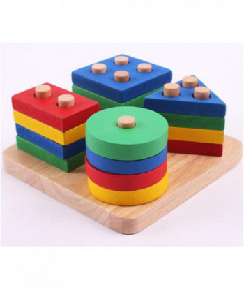 Montessori Kids Toy Baby Wool Geometry Intelligence Board Geometric Sorting Blocks Early Childhood Preschool