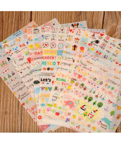 Lovely 6 Sheet Paper Stickers For Diary Scrapbook Book Wall Decor For Decoration Cartoon Stickers