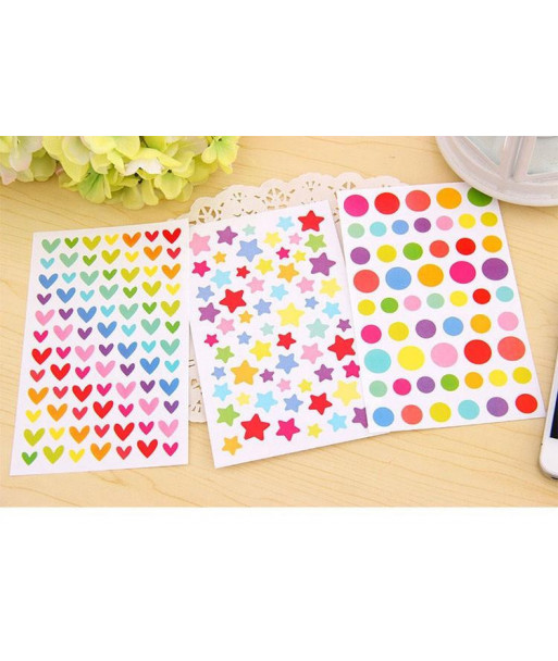 1sheets Set The Cute Love Hearts Dots Fivepointed Stars Diary Decoration Sticker Set Phone Stickers Child