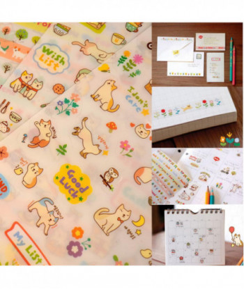 Lovely 6 Sheet Cat Paper Stickers For Diary Scrapbook Book Wall Po Decor Skin Diy X Cartoon Stickers