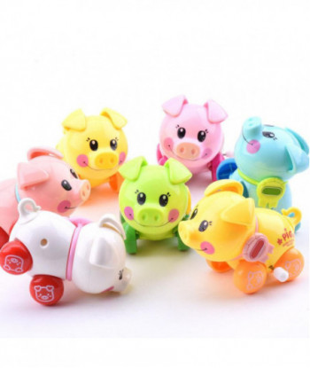 2015 Cute Wind Up Children Pig Toy Clockwork Spring Pig Animal Style For Kids Vba49 P