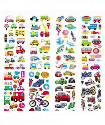 10pcs Lot 3d Puffy Bubble Transportation Anime Stickers Cartoon Foam Car Stickers For Kids Diy Refrigerator