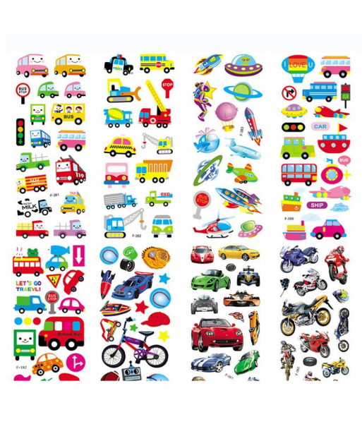 10pcs Lot 3d Puffy Bubble Transportation Anime Stickers Cartoon Foam Car Stickers For Kids Diy Refrigerator