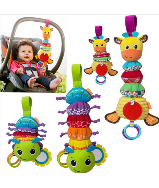 Infantino Twist Caterpillars Sound Hanging Baby Rattles With Teethers Multifunction Bed Car Hang Toy