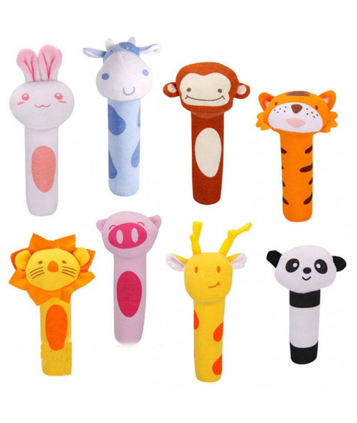 Baby Rattles Toy Lovely Cartoon Animal Design Soft Stuffed Infant Baby Plush Toys Infant Squeaker Rattle