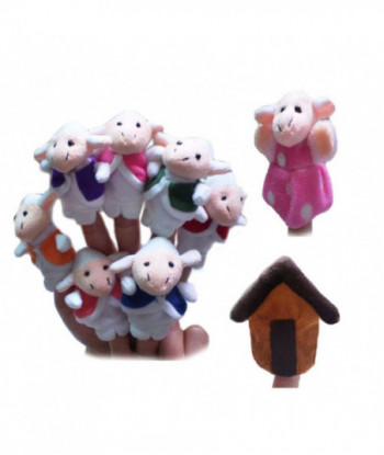 10pcs Set Fairy Tale The Wolf And The Seven Little Goats Finger Puppets Storytelling Doll Kids Children