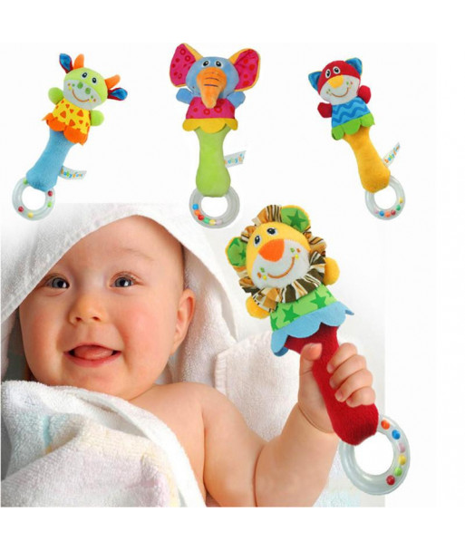 Baby Rattles Handbells Toy Animal Design Soft Cartoon Stuffed Infant Baby Plush Toys