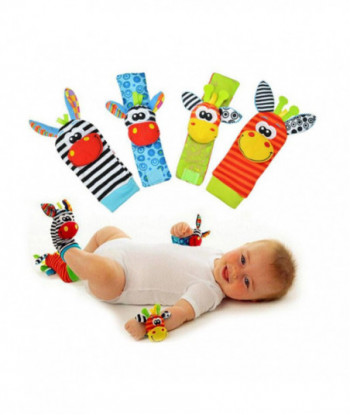 4 Pcs Lot 4 Pcs 2 Pcs Waist 2 Pcs Socks Baby Rattle Toys Garden Bug Wrist Rattle And Foot Socks