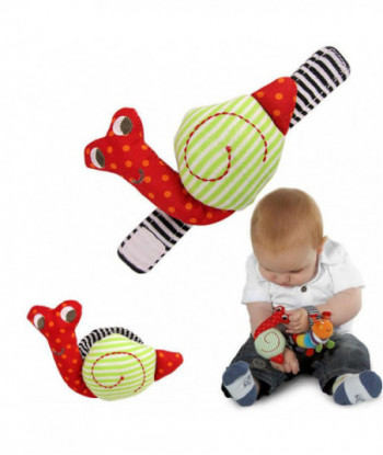 Cute Born Baby Rattle Toy Cartoon Snail Cotton Wrist Strap Soft Infant Plush Hand Bells Kids Intelligence