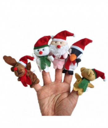 5pcs Lot Christmas Santa Claus Friends Finger Puppet Fantoches De Dedo Puppets Cloth Doll Baby Toy Finger