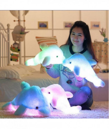 S 45cm Dolphin Plush Luminous Plush Glowing Dolphin Doll Colorful Pillow Plush Toys Colorful Doll Kids