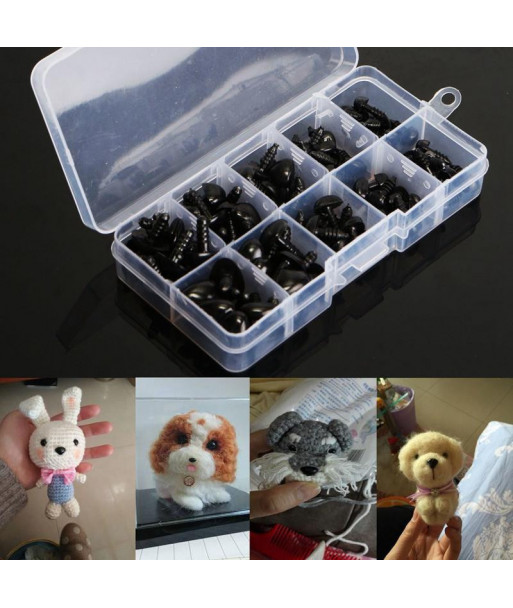 100pcs Box 8 9 11 13 5 15mm Mini Black Plastic Safety Nose Triangle For Doll Teddy Stuffed Animals Toys