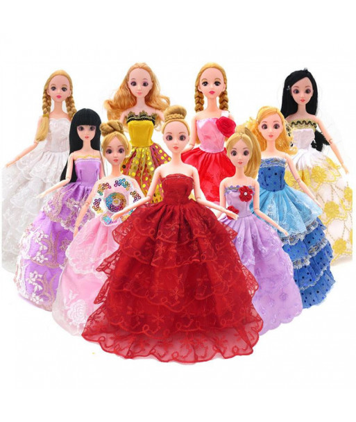 Fashion Doll Clothes Doll Accessorie Wedding Dress Clothing Gown Princess Outfit Clothes For Doll 5 Pcs