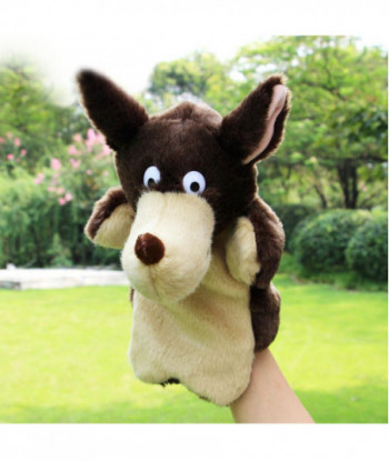 Kids Lovely Animal Plush Hand Puppets Childhood Soft Toy Wolf Shape Story Pretend Playing Dolls For Children