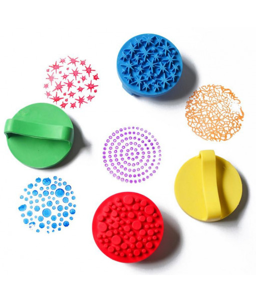 1 Pcs 6cm Smile Star Flowers Cute Pattern Decoration Seal Brush Rubber Handle Graffiti Diy Painting Tool