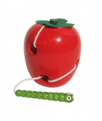 Montessori Learning Education Children Kids Colorful Woolen Baby Worm Eat Fruit Apple Toys Red Green