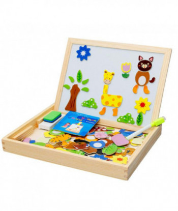 Woolen Toys Easel Kids Jungle Animal Magnetic Drawing Board Puzzle Painting Blackboard Learning Education