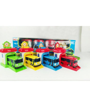 Delivery 4pcs Set Korean Cute Cartoons Garage Tayo The Little Bus Model Mini Tayo Plastic Baby Car For