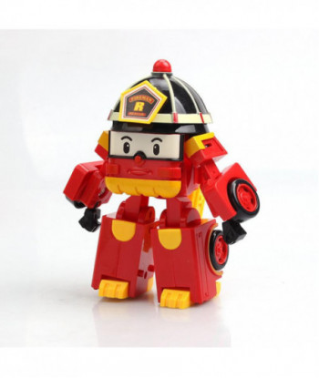 Korea Cartoon Robot Clan Plastic Deformation Red Fire Truck Roy Educational Toys For Children