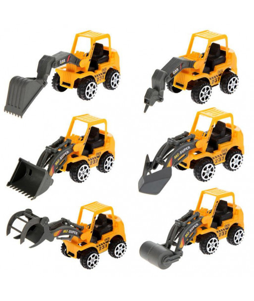 6pcs Lot Mini Excavator Model Car Toys Lot Vehicle Sets Educational Toys Plastic Engineering Vehicle