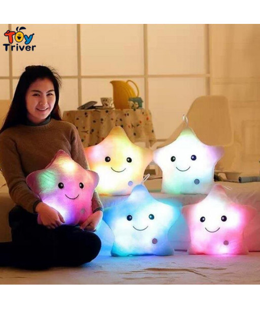 Colorful Led Lightup Toys Luminous Five Stars Glow Light Pillow Plush Stuffed Doll Party Birthday Baby