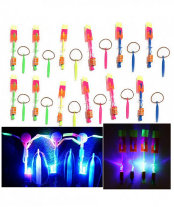 12pcs Lot Amazing Led Light Arrow Rocket Helicopter Rotating Flying Toy Party Fun Kids Outdoor Flashing