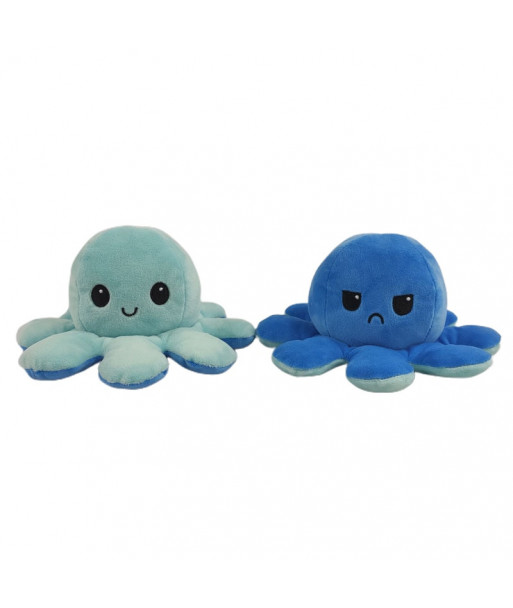 Reversible Flip Octopus Plush Soft Stuffed Toys Light Blue Dark Blue