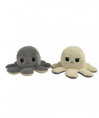 Reversible Flip Octopus Plush Soft Stuffed Toys Grey White