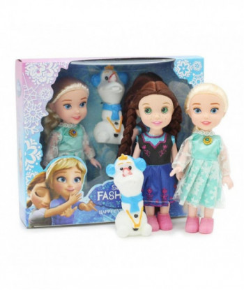 3pcs Set Mini Princess Elsa And Anna and Olaf Baby Dolls The Snow Queen Toys