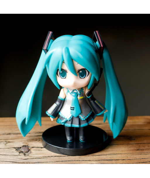 10cm Mini Hatsune Miku Teal Hair Grey Skirt Action Figure Toy